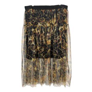 DKNY Black and Orange Bubble Midi Skirt